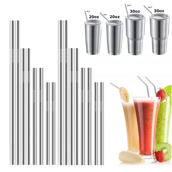 16-Pack-Reusable-Drinking-Straw-Eco-friendly-Metal-Straws-Stainless-Steel-Straws-Long-Short-Tube-for