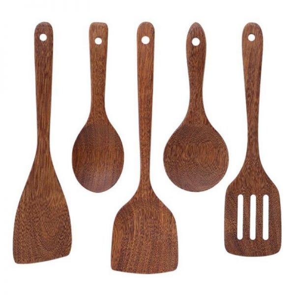 Kitchen-Accessorie-Teak-Natural-Wood-Tableware-Spoon-Frying-Pan-Scoop-Cooking-Utensils-Fried-Shovel-Spatula-Kitchen