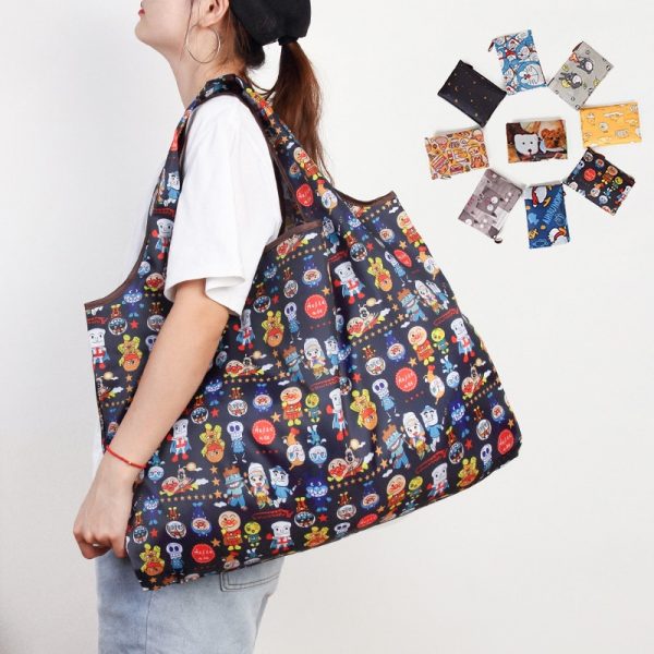 New-Fashion-Printing-Foldable-Eco-Friendly-Shopping-Bag-Tote-Folding-pouch-handbags-Convenient-Large-capacity-storage