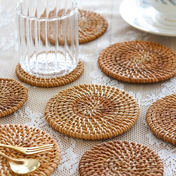 Insulation Placemats Handmade Bowl Pad Table Padding Rattan Coasters Cup Mats