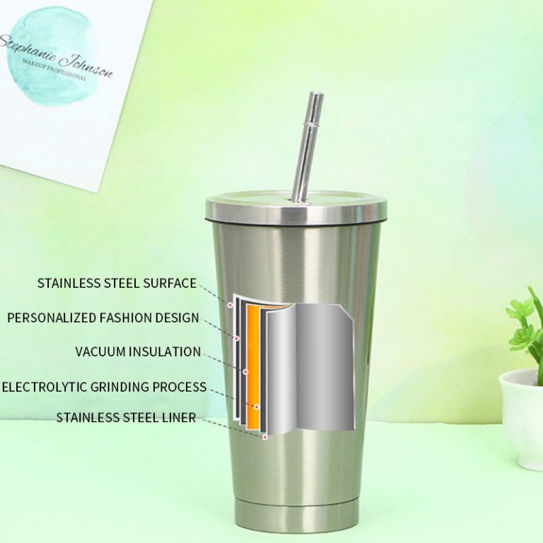 Stainless Steel Double Insulation Cup 600ml Vacuum Straw Cup With Lid