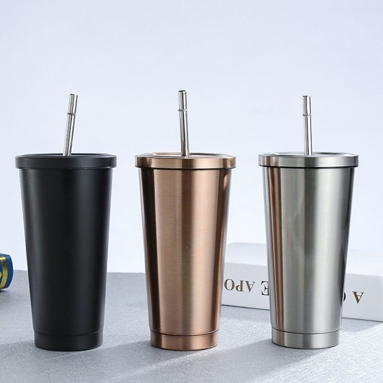Stainless Steel Double Insulation Cup 600ml Vacuum Straw Cup With Lid Beer Mugs For Tea Cup